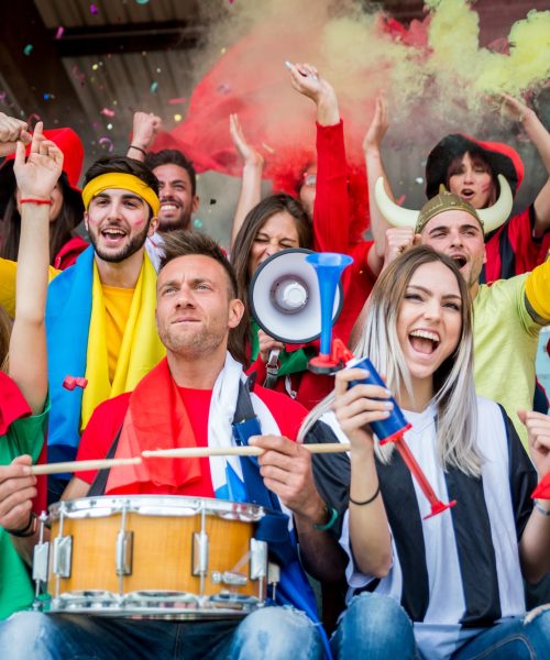 Football fans at the stadium